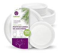 GoBeTree 100 Piatti in Canna da Zucchero Bianchi - 50 da 26 cm e 50 da 18 cm - Monouso Extra Resistenti per Campeggio, Picnic, Feste, Barbecue, Compleanni