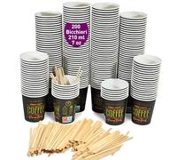 GoBeTree 200 Bicchieri di Carta Monouso per Caffè 210ml / 7 oz con Bastoncini di Legno: Bicchieri per Caffè per Corto, Lungo, Espresso. Per Uffici e Case.