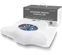 Gobikey Cuscino Cervicale, Ergonomico Cuscino Memory Foam per Dormire | Cuscini Ortopedico Cervicale con Federa Sfoderabile e Lavabile, 60x36x11/13cm, Grigio