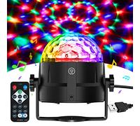 Gobikey Luci Discoteca, 7 RGB Colori Musica Attivata Luce Discoteca Palla con 4 M Cavo USB, Telecomando, Rotazione a 360° Lampada da Discoteca per Natale, Feste, Bar, Club, Car, Regalo per Bambini