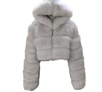 GOBIWM Cappotto da donna in pelliccia sintetica calda per autunno e inverno, con cappuccio e cerniera, giacca spessa, Colore 1, L