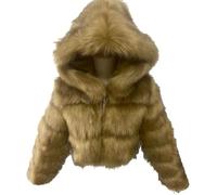 GOBIWM Cappotto da donna in pelliccia sintetica calda per autunno e inverno, con cappuccio e cerniera, giacca spessa, Colore 3, L
