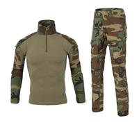 GOBIWM Completo tattico da combattimento da uomo, a maniche lunghe, con maglietta mimetica e pantaloni, tuta da trekking multitasche, 3, XS