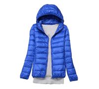 GOBIWM Piumino da donna, ripiegabile, trapuntato, con cappuccio, ultra leggero, giacca invernale corta con borsa per il trasporto, Blu 3, M