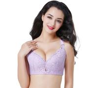 GOBIWM Reggiseno push-up da donna con ferretto, in morbido pizzo, con coppe a 3/4, imbottito, con spalline regolabili, comodo per tutti i giorni, Viola1., 4C