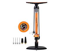 GOBKO Pompa da pavimento per bicicletta con manometro, pompa per bicicletta con pompa per pneumatici Presta e Schrader, pompa ad aria multifunzione per bici da strada, MTB, pompa ad alta pressione 160