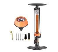 GOBKO Pompa da Pavimento per Bicicletta Con Manometro, Presta e Schrader - Multifunzionale per Bici da Strada e Palle Sportive