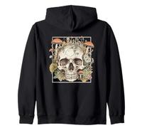 Goblincore Aesthetic Vintage Botanical Mushrooms Skull Felpa con Cappuccio