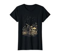 Goblincore Cottagecore Eremita Stella Spazio Scheletro Maglietta con Stampa Grafica Economica, Donna, Nero, M