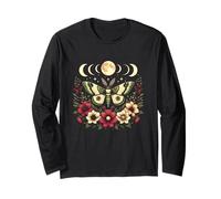 Goblincore Falena E Farfalla Fasi Lunari Fiori Cottagecore Maglia a Manica