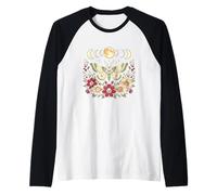 Goblincore Falena E Farfalla Fasi Lunari Fiori Cottagecore Maglia con Maniche Raglan
