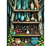 GoblinCore Study Series - The Alchemist’s Shelf Composition Notebook: Quad Ruled (Graph Paper), 200 Pages, Classic 7.5" x 9.25" Size - Potion Shelf & ... Label Spine, Cottagecore Fantasy Aesthetic