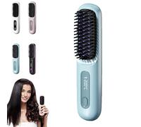 GoBrush Pro 2025 - Cordless Hair Straightener Brush & Curler 2-in-1, Numoye Gobrush Pro 2025, Portable Rechargeable Straightening Iron Comb for Women’s Short & Long Hair (Blue)