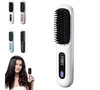 GoBrush Pro 2025 - Cordless Hair Straightener Brush & Curler 2-in-1, Numoye Gobrush Pro 2025, Portable Rechargeable Straightening Iron Comb for Women’s Short & Long Hair (White)