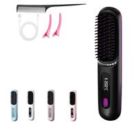 Gobrush Pro 2025, Portable Straightener Brush Go Brush Pro Hair Cordless, Hair Straightening Irons for Women, Rechargeable Brushs for Straightening and Curling (Black)