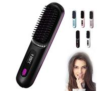 Gobrushs Pro 2025, a portable, rechargeable straightening brush with LED display, suitable for women with short and long hair. (Black)