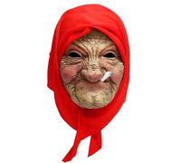 GOBWCOT Fumo Nonna Maschera Realistica Vecchia Signora Maschera Spaventosa Vecchie Donne Silicone Latex Casco Raccapricciante Halloween Cosplay Costume Prop