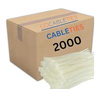 Gocableties 2,000 fascette stringicavo, in nylon, 150 mm x 3,6 mm, confezione da 15,2 cm, colore: Bianco/Trasparente