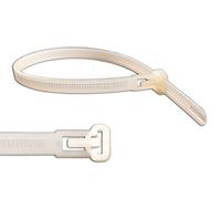 Gocableties Confezione da 100 fascette fermacavi riutilizzabili, 200 mm x 7,6 mm, resistenti, colore bianco/naturale, fascette stringicavo di alta qualità, fascette in nylon resistente