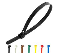 Gocableties Confezione da 100 fascette fermacavi riutilizzabili, 250 mm x 7,6 mm, resistenti, nere, 25,4 cm, fascette stringicavo in nylon resistente