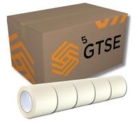 Gocableties - Nastro di carta - 100 mm x 50 m - 5 Rotoli - Per protezione superfici mentre si dipinge - Adesivo privo di solventi