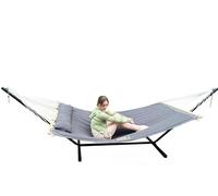 GOCAN - Amaca doppia con tessuto trapuntato e aste di espansione, più lunga e stabile, amache di qualità per cortile all'aperto, non si ribalta, colore grigio scuro