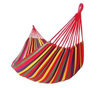 GOCAN Brazilian Double Hammock 2 Person Extra Large 250x160cm Total Length 350cm Load 500lb Canvas Cotton Hammock for Patio Porch Garden Backyard Lounging Outdoor and Indoor(Rainbow) XXXL