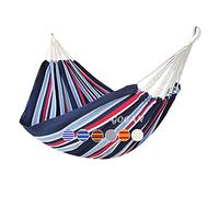 GOCAN Brazilian Double Hammock 2 Person Extra Large Canvas 220x150cm Total Length 330cm Load 300kg Cotton Hammock for Patio Porch Garden Backyard Lounging Outdoor and Indoor(Dark blue) XXL