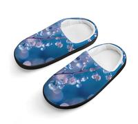 Gocce d'acqua sfondo blu bambini pantofole in cotone slip-on scarpe da casa per camera da letto interno esterno, Stile nero, 32/33 EU