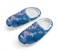 Gocce d'acqua sfondo blu bambini pantofole in cotone slip-on scarpe da casa per camera da letto interno esterno, Stile bianco, 30-31