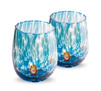 Gocce di Murano 2 Bicchieri Acqua Lavorati Secondo la Tradizione degli Artigiani di Murano, Bicchiere Soffiato e Lavorato a Mano 300 ml - Bicchieri Acqua Vetro Arcobaleno Pioggia