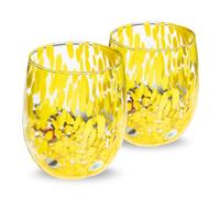 Gocce di Murano 2 Bicchieri Acqua Lavorati Secondo la Tradizione degli Artigiani di Murano, Bicchiere Soffiato e Lavorato a Mano 300 ml - Bicchieri Acqua Vetro Arcobaleno Pioggia