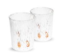 Gocce di Murano 2 Bicchieri Acqua Lavorati Secondo la Tradizione degli Artigiani di Murano, Bicchiere Soffiato e Lavorato a Mano 300 ml - Bicchieri Acqua Vetro Arcobaleno Pioggia