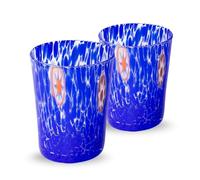 Gocce di Murano 2 Bicchieri Acqua Lavorati Secondo la Tradizione degli Artigiani di Murano, Bicchiere Soffiato e Lavorato a Mano 300 ml - Bicchieri Acqua Vetro Arcobaleno Pioggia