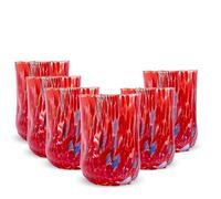 Gocce di Murano 6 Bicchieri Acqua Goto Lavorati Secondo la Tradizione degli Artigiani di Murano, Bicchiere Soffiato e Lavorato a Mano 300 ml - Bicchieri Acqua Vetro Linea Eterea