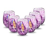 Gocce di Murano 6 Bicchieri Acqua Lavorati Secondo la Tradizione degli Artigiani di Murano, Bicchiere Soffiato e Lavorato a Mano 300 ml - Bicchieri Acqua Vetro Arcobaleno Pioggia
