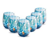 Gocce di Murano 6 Bicchieri Acqua Lavorati Secondo la Tradizione degli Artigiani di Murano, Bicchiere Soffiato e Lavorato a Mano 300 ml - Bicchieri Acqua Vetro Arcobaleno Pioggia