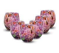 Gocce di Murano 6 Bicchieri Vino Lavorati Secondo la Tradizione degli Artigiani di Murano, Bicchiere Soffiato e Lavorato a Mano 200 ml - Calici Vino Eleganti e Preziosi