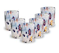 Gocce di Murano Set 6 Bicchieri Liquore Shot Pioggia Arcobaleno Lavorati a Mano Secondo la Tradizione degli Artigiani di Murano Colorati Confezione Bicchierini Eleganti e Preziosi Made in Italy