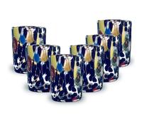 Gocce di Murano Set 6 Bicchieri Liquore Shot Pioggia Arcobaleno Lavorati a Mano Secondo la Tradizione degli Artigiani di Murano Colorati Confezione Bicchierini Eleganti e Preziosi Made in Italy