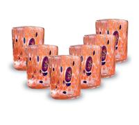 Gocce di Murano Set 6 Bicchieri Liquore Shot Pioggia Arcobaleno Lavorati a Mano Secondo la Tradizione degli Artigiani di Murano Colorati Confezione Bicchierini Eleganti e Preziosi Made in Italy