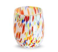 Gocce di Murano un bicchiere Arcobaleno Pioggia in vetro di Murano soffiato 300 ml lavorazione a mano colorati confezione 1 calice per acqua elegante e prezioso (Murrina, 1)