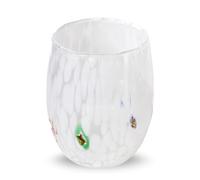 Gocce di Murano un bicchiere Arcobaleno Pioggia in vetro di Murano soffiato 300 ml lavorazione a mano colorati confezione 1 calice per acqua elegante e prezioso (Bianco, 1)