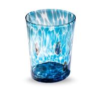 Gocce di Murano un bicchiere Pioggia Arcobaleno in vetro di Murano soffiato 300 ml lavorazione a mano colorato confezione 1 calice per acqua elegante e prezioso (Acquamarina, 1)
