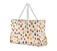 Gocce di pioggia Retro Boho Minimalista Sandproof Tote Bag per il lavoro con tasche laterali Grandi Borse Tote per spiaggia, scuola e lavoro