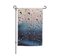 Gocce di pioggia su vetro bandiere da giardino per esterni 30,5 x 45,7 cm, bandiera da giardino stagionale su entrambi i lati, bandiera con occhielli, bandiera esterna per decorazioni per la casa