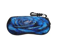 Gocce di rugiada e rose viola Custodia per occhiali ultraleggera e portatile con guscio morbido Custodia per occhiali da sole in neoprene con gancio per viaggi, escursioni, corsa e uso quotidiano