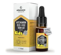 Gocce Vitamina D3+K2 per Bambini, 500 UI D3 + 25µg K2 per Goccia, Solo 1 Goccia