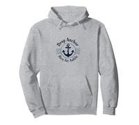 Goccia Ancora Qui per Un po 'di Spiaggia Nautica Felpa con Cappuccio, Unisex per Adulti, Grigio Melange, S