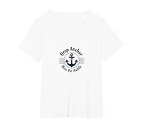 Goccia Ancora Qui per Un po 'di Spiaggia Nautica Maglietta, Donna Plus-Size, Bianco, 6X